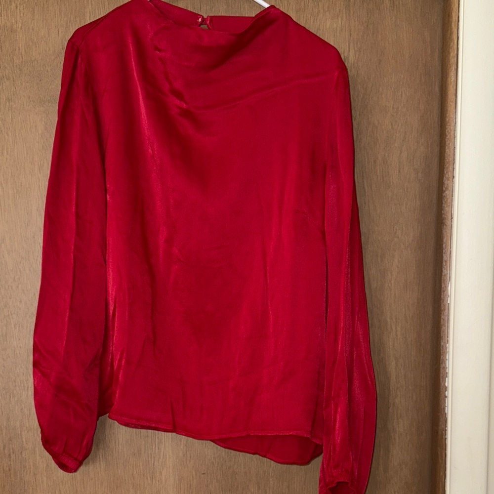 NWT Cloth & Stone satin drape neck blouse XL Evereve